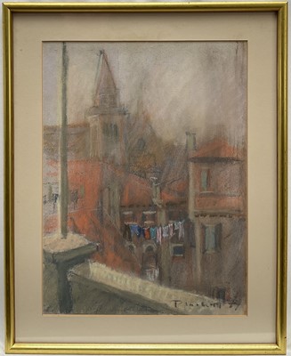 Lot 1303 - Joseph Plaskett (1918-2014) pastel - Studio View, signed and dated '87, 33cm x 24cm, in glazed frame