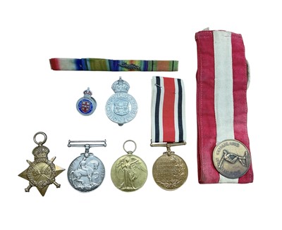 Lot 714 - First World War 1914 - 15 Star trio comprising 1914 - 15 Star, War and Victory medals named to T4-056504 CPL W. Nelson. A.S.C. and a George VI Special Constabulary Long Service medal.