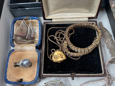 Lot 46 - Group of silver and white metal jewellery including chains, pendants, brooches etc
