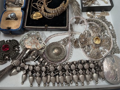 Lot 46 - Group of silver and white metal jewellery including chains, pendants, brooches etc