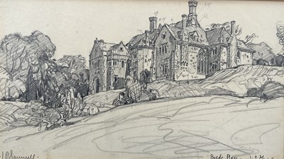 Lot 9 - Leonard Squirrell (1893-1979) pencil sketch, dated 1936, ‘Brede Place’, East Sussex, signed, 11cm x 19cm, glazed frame