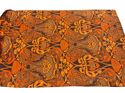 Lot 2523 - Pair of original 1970s orange Art Nouveau curtains, 'Casamila' designed by David Bartle Made in Britain