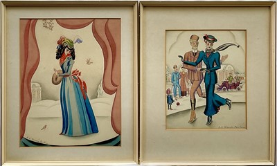 Lot 1231 - Arthur Barbosa (1908-1995) two watercolour illustrations and hardback biography ‘Barbosa-The Man Who Drew Flashman’ by Lawrence Blackmore