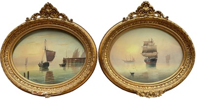 Lot 61 - E K Redmore (1860-1941) pair oil on board marine scenes, signed, 24cm x 32cm, gilt frames