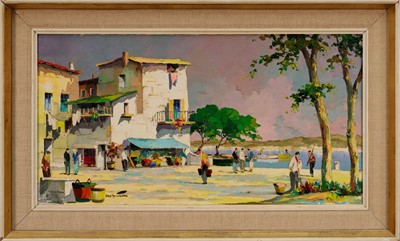 Lot 1270 - *Cecil Rochfort D'Oyly-John (1906-1993) oil on canvas - Mediterranean Harbour, signed, 40cm x 76cm, framed