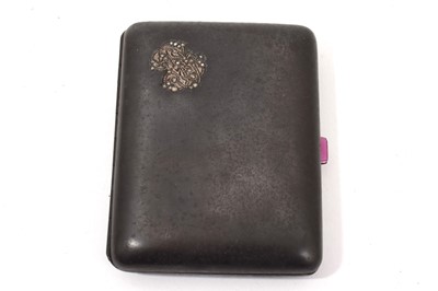 Lot 921 - Antique possibly Russian gun metal cigarette case, diamond set, now a butt marker case