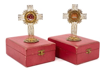 Lot 911 - Two silver gilt Italian reliquaries