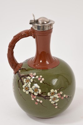 Lot 5074 - Silver mounted pottery claret jug, Sheff 1880