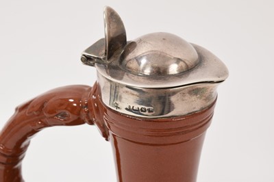 Lot 5074 - Silver mounted pottery claret jug, Sheff 1880