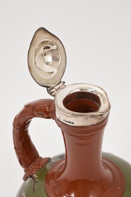 Lot 5074 - Silver mounted pottery claret jug, Sheff 1880