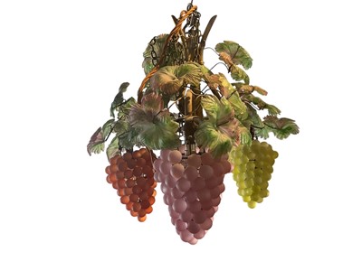 Lot 1462 - Highly decorative Murano hanging three light grapevine form chandelieR
