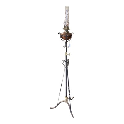 Lot 1414 - Victorian copper and cast iron standard lamp