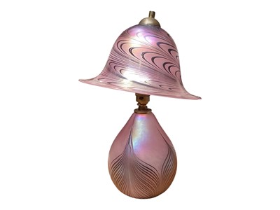 Lot 2210 - Iridescent table lamp with shade