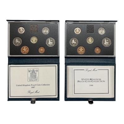 Lot 404 - G.B. - Royal Mint proof year sets, in blue cases 1987 & 1988 (2 coin sets)