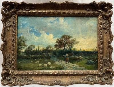 Lot 97 - Attributed to E. C. Williams, oil on panel, Pastoral Scene, framed, 16cm x 23.5cm