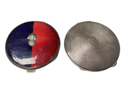 Lot 39 - 1920s silver red and blue enamelled Royal Fusiliers sweetheart powder compact, together with another 1940s silver powder compact (2)
