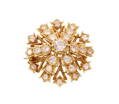 Lot 614 - Diamond and gold snowflake pendant / brooch, in Garrard & Co. box