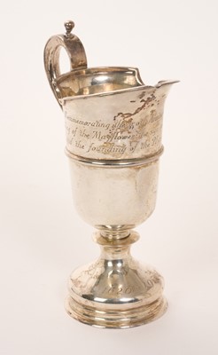 Lot 352 - Sliver milk jug commemorating 350 years since sailing of the Mayflower