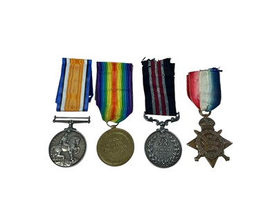 Lot 752 - First World War Military Medal (M.M.) Gallantry medal group comprising M.M., 1914 'Mons' Star, War and Victory medals, all renamed to 1258. C. Threlfall 1st Bt. K.O.S.B. N.B. All naming...