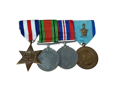 Lot 755 - Second World War and later medal group comprising France and Germany Star, Defence and War medals, together with an Iranian 2,500 year of Persian Empire medal (1971), all mounted on bar.