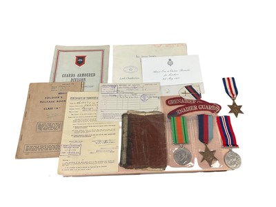 Lot 757 - Second World War medal group comprising 1939 - 1945 Star, France and Germany Star, Defence and War medals, together with Soldier's Release Book and other paperwork relating to 2617975 G. V. Fran...