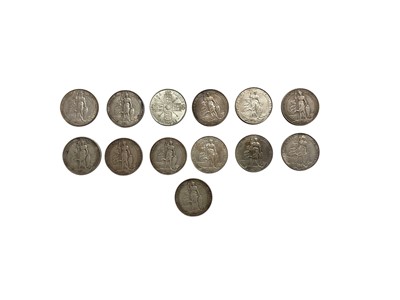 Lot 402 - G.B. - Mixed silver Florins to include Edward VII 1902 x 2, 1903, 1904, 1905, 1906, 1907 x 3, 1908, 1909, 1910 (N.B. Mixed grades, generally AF-VF or better) & George V 1922 EF
