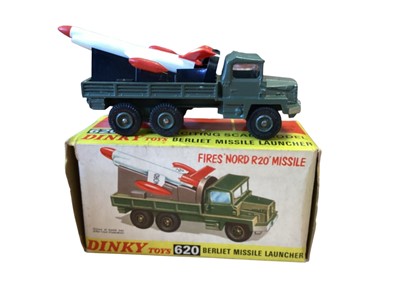 Lot 1724 - Dinky Toys (c1970s) diecast military vehicles including Foden army Truck ~ 668, Convoy Army Truck ~ 687, Commando Jeep ~ 612, Armoured Patrol Car ~ 667, 25 pounder Field Gun Set ~ 697, Berliet...