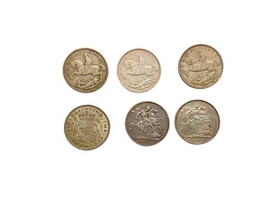 Lot 403 - G.B. - Mixed coinage medallions & banknotes to include silver Crowns Victoria JH 1889 F, 1890 AVF, George V 1935 x 3 (N.B. Mixed grades), George VI 1937 VF, Elizabeth proofs 'Coronation 40th...
