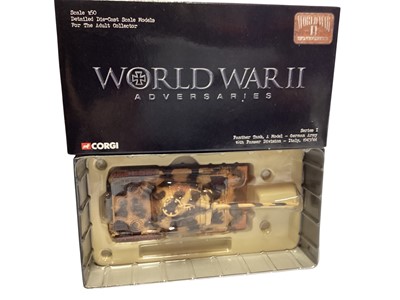 Lot 1726 - Corgi World War II Collection 1:50 scale diecast military vehicles including Western Front, Operation Barbarossa, North Africa and others, boxed (11)