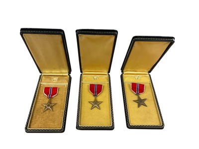 Lot 776 - Three American Bronze Star medals in 'coffin boxes', (3).