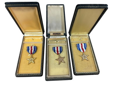Lot 778 - Three American Silver Star medals in 'coffin boxes', (3).