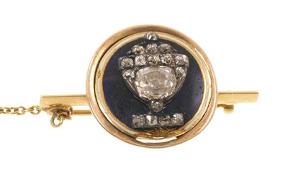 Lot 645 - George III diamond and enamel mourning ring converted to a brooch