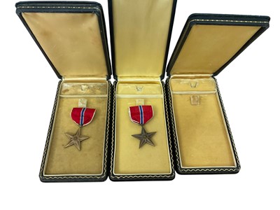 Lot 787 - Three American Bronze Star medals in 'coffin boxes', (3).