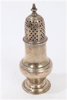 Lot 215 - Late George II Silverer caster of plain...