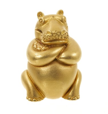 Lot 668 - Dunoy 18ct gold novelty Hippopotamus brooch