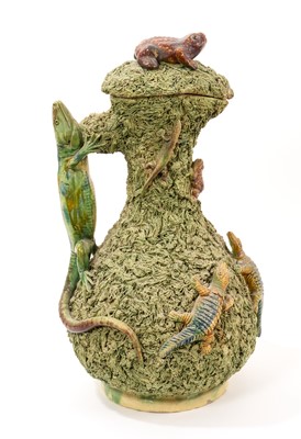 Lot 34 - Palissy ware ewer and cover