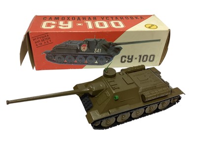 Lot 1728 - Vintage Russian Military 1:43 scale diecast vehicles, including 6TP-60N6 armoured car, T35-85 medium tank and CY-100 tank, all boxed (3)