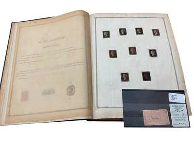 Lot 1108 - Stamps Old Green Ideal album to include G.B. 1840 1d black (x 12), 1840 2d blue (x 1), surface printed, lilac & green issues to 1/-, £5 orange specimen copy very poor condition (space fille...