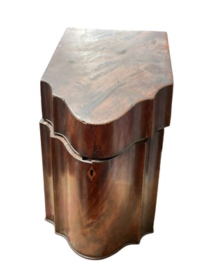 Lot 93 - George III mahogany serpentine knife box, with empty interior