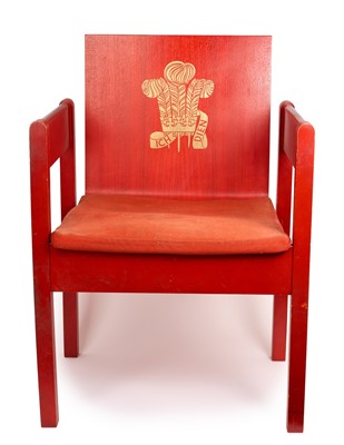 Lot 120 - The Investiture chair of H.R.H. Prince Charles as Prince of Wales, July 1st, 1969, at Caernarfon Castle