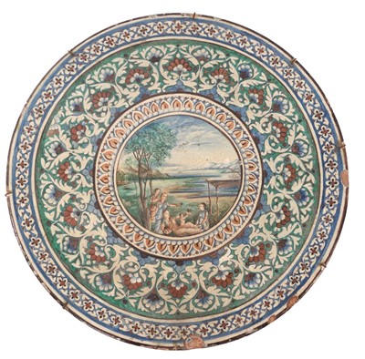 Lot 255 - Large tin glazed charger