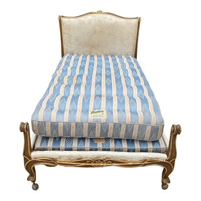 Lot 1362 - Antique French carved giltwood single bed