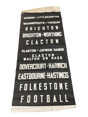 Lot 1126 - Vintage bus destination blind to include local destinations and a group of other loose names.