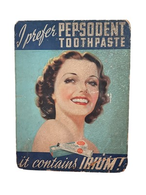 Lot 1124 - Vintage Pepsodent Toothpaste cardboard advertisement sign.