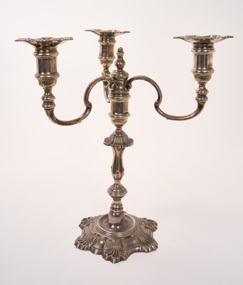 Lot 370 - Silver three branch candlestick