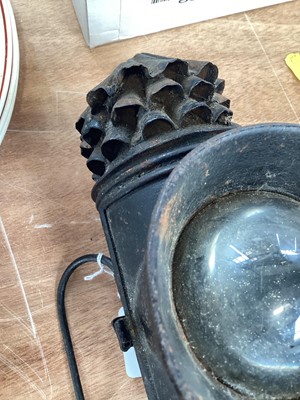 Lot 5012 - Victorian Essex policeman's lamp together with a pair of Victorian police handcuffs (see Essex Countryside Magazine June 1967 Essex Bygones Collection of Rev. P.A. Wright)