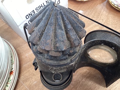Lot 5012 - Victorian Essex policeman's lamp together with a pair of Victorian police handcuffs (see Essex Countryside Magazine June 1967 Essex Bygones Collection of Rev. P.A. Wright)