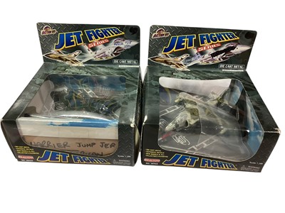 Lot 1718 - Realtoy Jet Fighter Series 1:100 scale diecast military aircraft including F-4 (x3), F-14 (x3), F-116 (x3), Harrier Jump Jet (x2), A-10 Thunder Bolt & B-52 Stratocruiser, all in window boxes...
