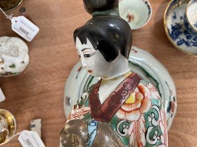 Lot 5011 - 19th century Japanese porcelain figure of a geisha girl together with an 18th century plate and tea bowl