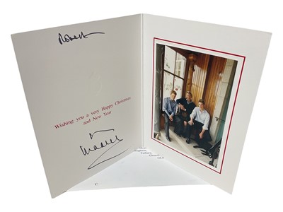 Lot 77 - H.R.H. Prince Charles, Prince of Wales (now H.M. King Charles III) hand signed and inscribed 2000 Christmas card with gilt embossed Royal cypher to cover, colour photograph of the Prince with Pr...